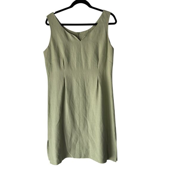 Cutter & Buck Green Linen Blend Sleeveless Sheath Dress Size 12 Classic Summer - Picture 1 of 8